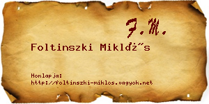 Foltinszki Miklós névjegykártya